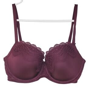 Victoria's Secret Burgundy Dream Angels Lined Demi/Demi Double Size 32DDD(F)